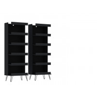 Manhattan Comfort 140GMC2 Rockefeller 2-Piece Shoe Storage Rack with 12 Shelves in Black